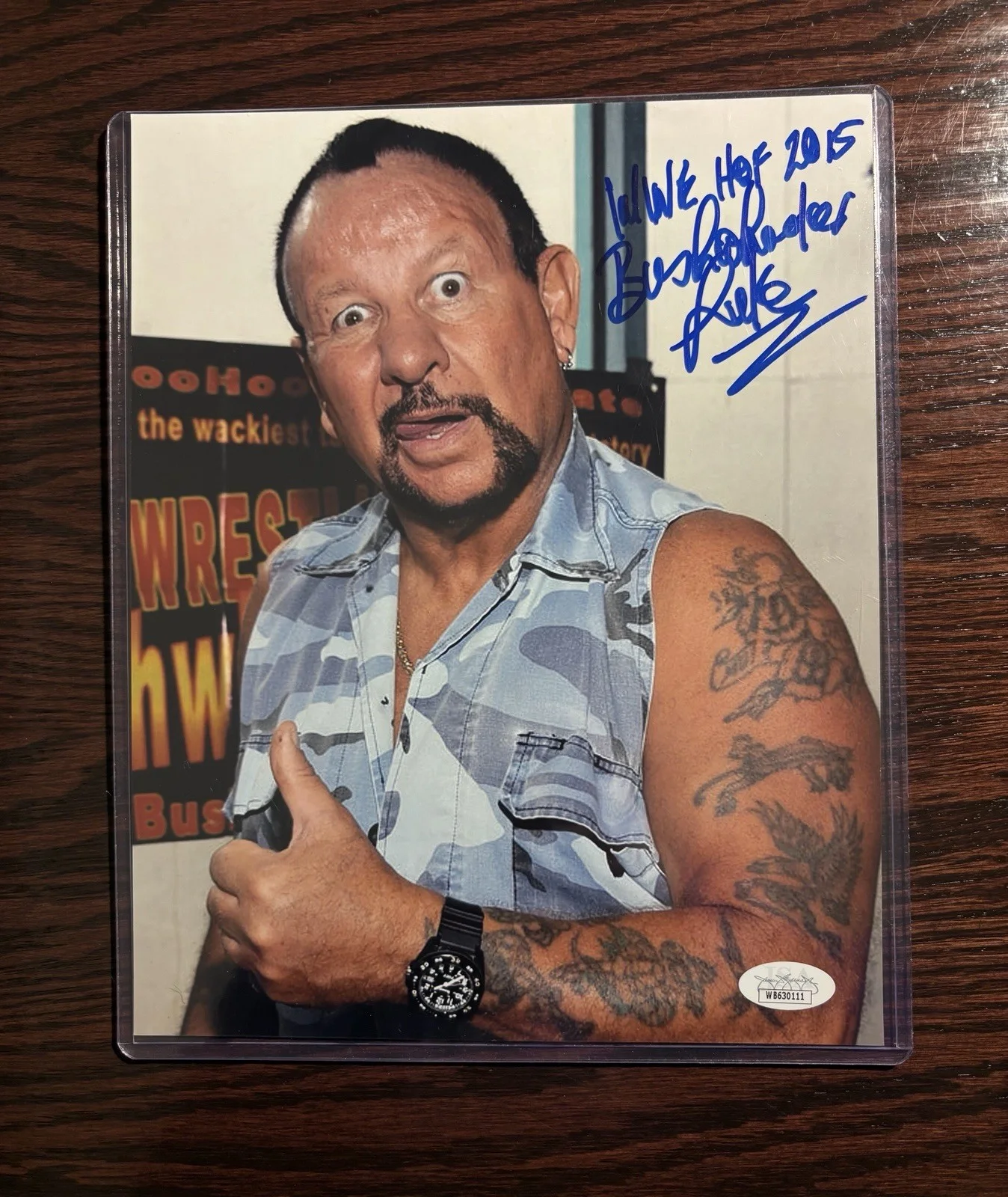 Jimmy Hart — WWE Goldberg Signed Trunks, Glove, Hart & Bushwacker Signed Photos,JSA Auth, image 3