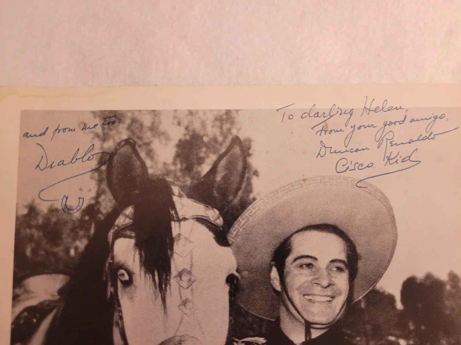 Diablo, Duncan — Vintage Cisco Kid Duncan Renaldo and Diablo Signed Autograph 1950’s, изображение 2