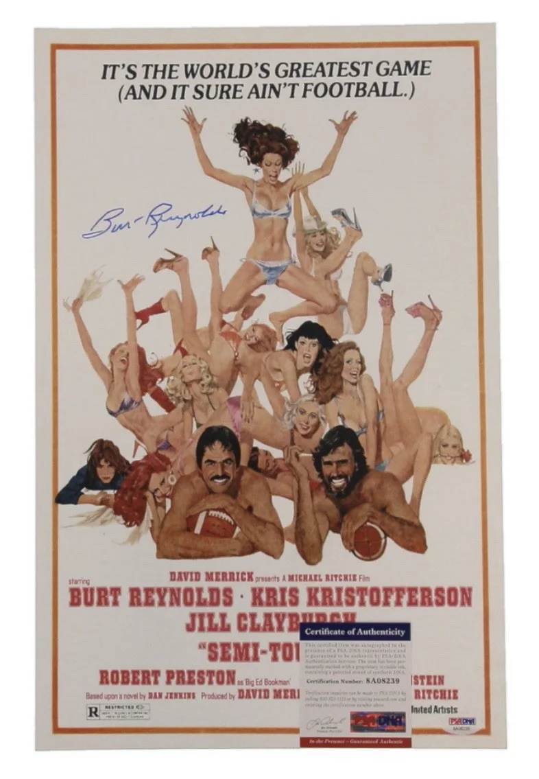 Burt Reynolds — Burt Reynolds Signed "Semi-Tough" 11x17 Poster (PSA), image 2
