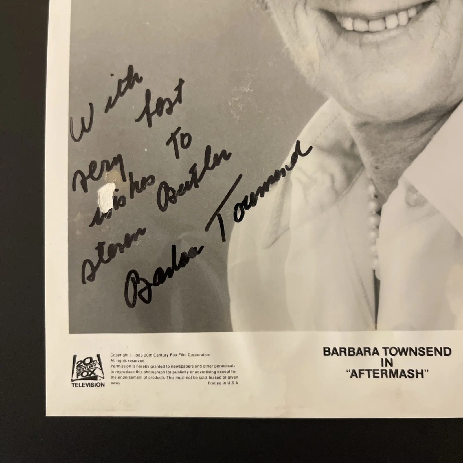 BARBARA TOWNSEND Aftermash: Hand Signed Celebrity Photo 8 x 10” / KSK, image 2