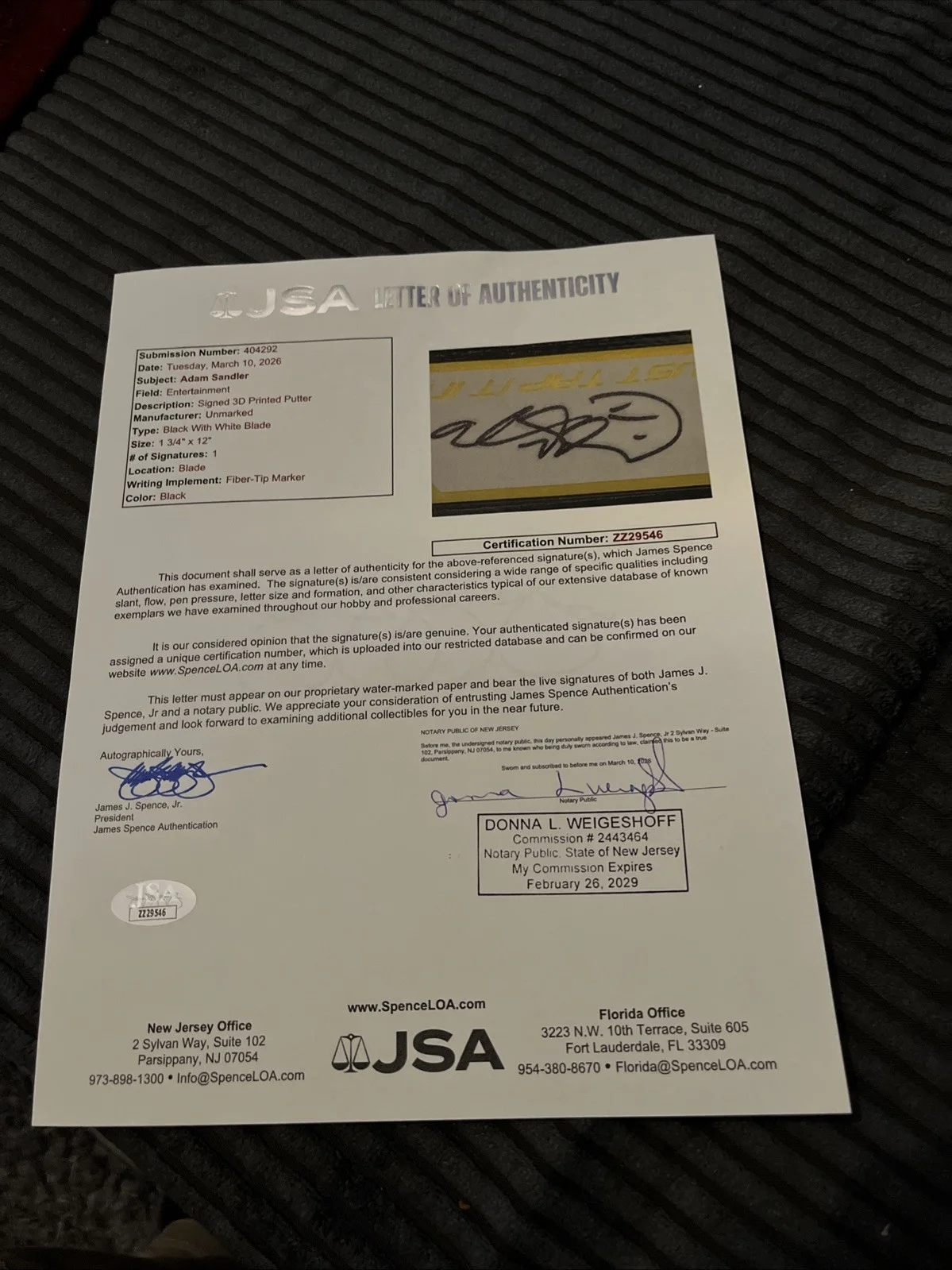 Adam Sandler — Adam Sandler Signed Autographed Happy Gilmore Hockey Stick Putter Blade JSA ACO, image 4