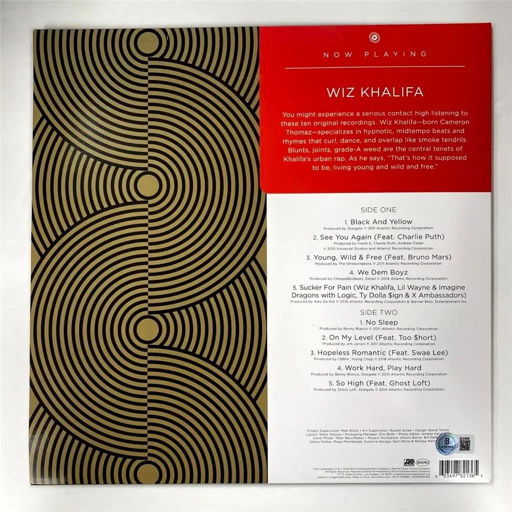 Wiz Khalifa Now Playing signed vinyl record album cover LP autograph Beckett BAS, изображение 3