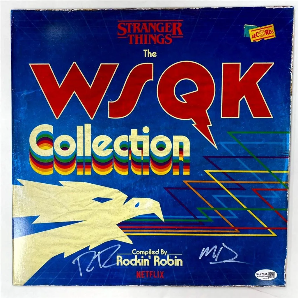 Duffer Brothers — Ross & Matt Duffer signed Stranger Things WSQK Record Vinyl Cover auto (A) ~ JSA