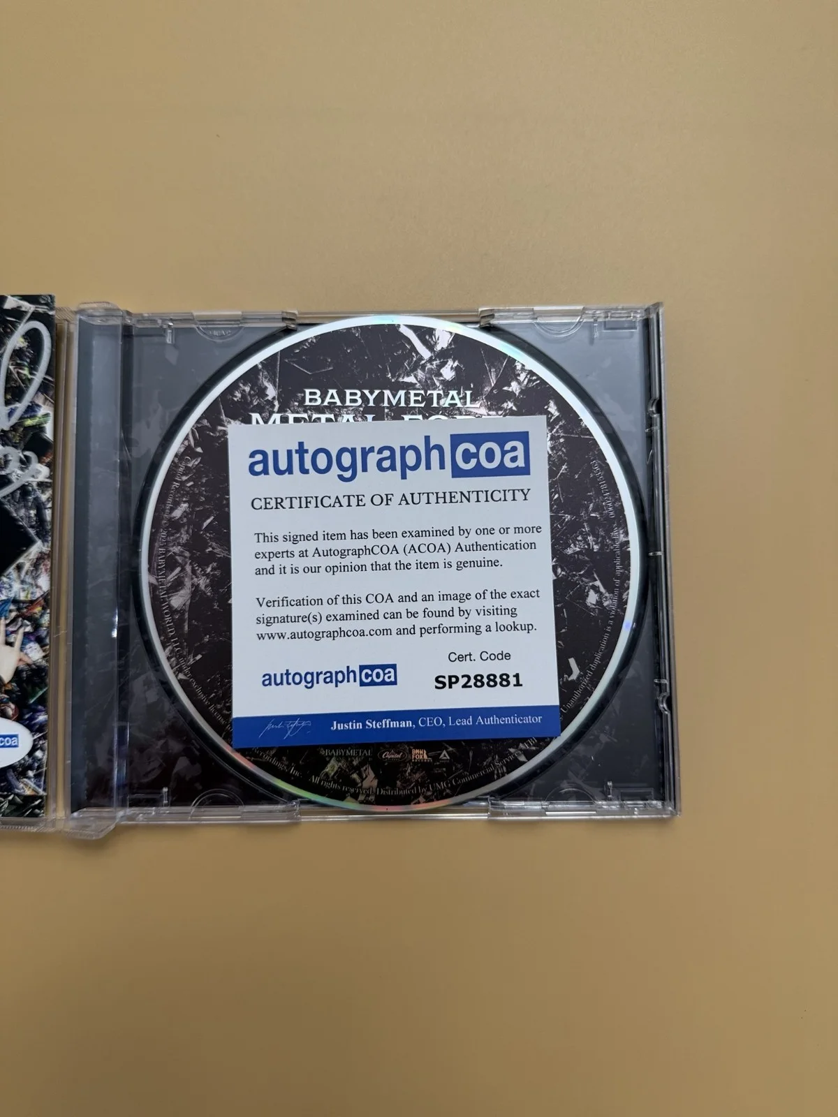 BABYMETAL Metal Forth CD Album SIGNED Autograph ACOA Photo Card SP28881, изображение 3