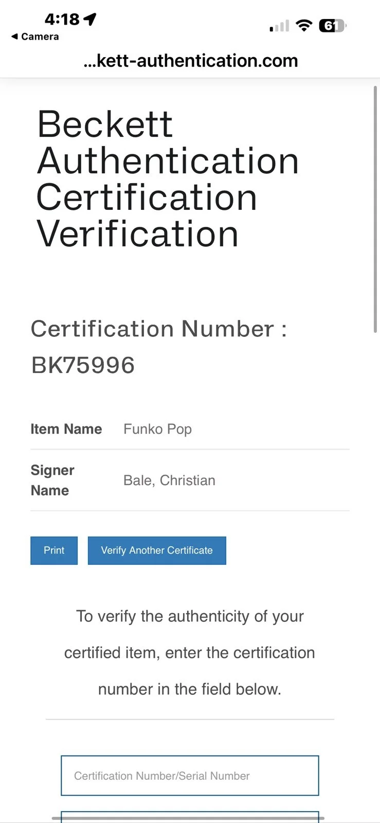 Christian Bale — Christian Bale Signed Funko Pop 19 Batman The Dark Knight Trilogy Beckett, image 2
