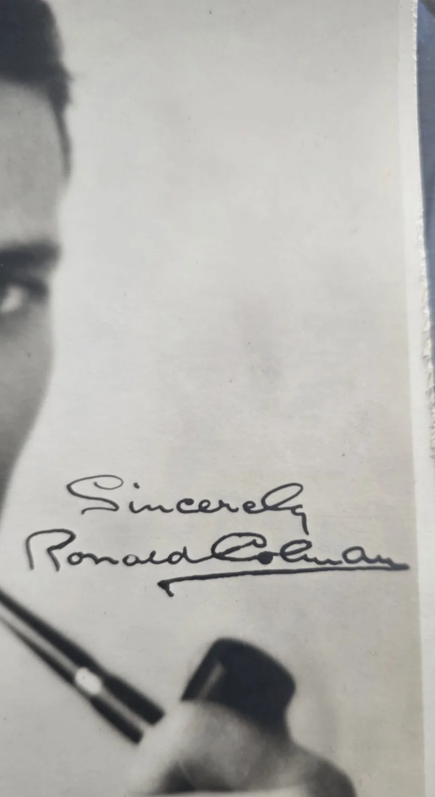 VTG RONALD COLMAN Pipe Original Vintage 1920s Studio "Signed" DBW Portrait Photo, изображение 2
