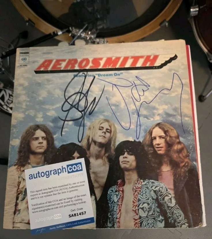 Aerosmith Dream On Vinyl Signed STEVEN TYLER AND JOE PERRY ACOA CERT, image 5