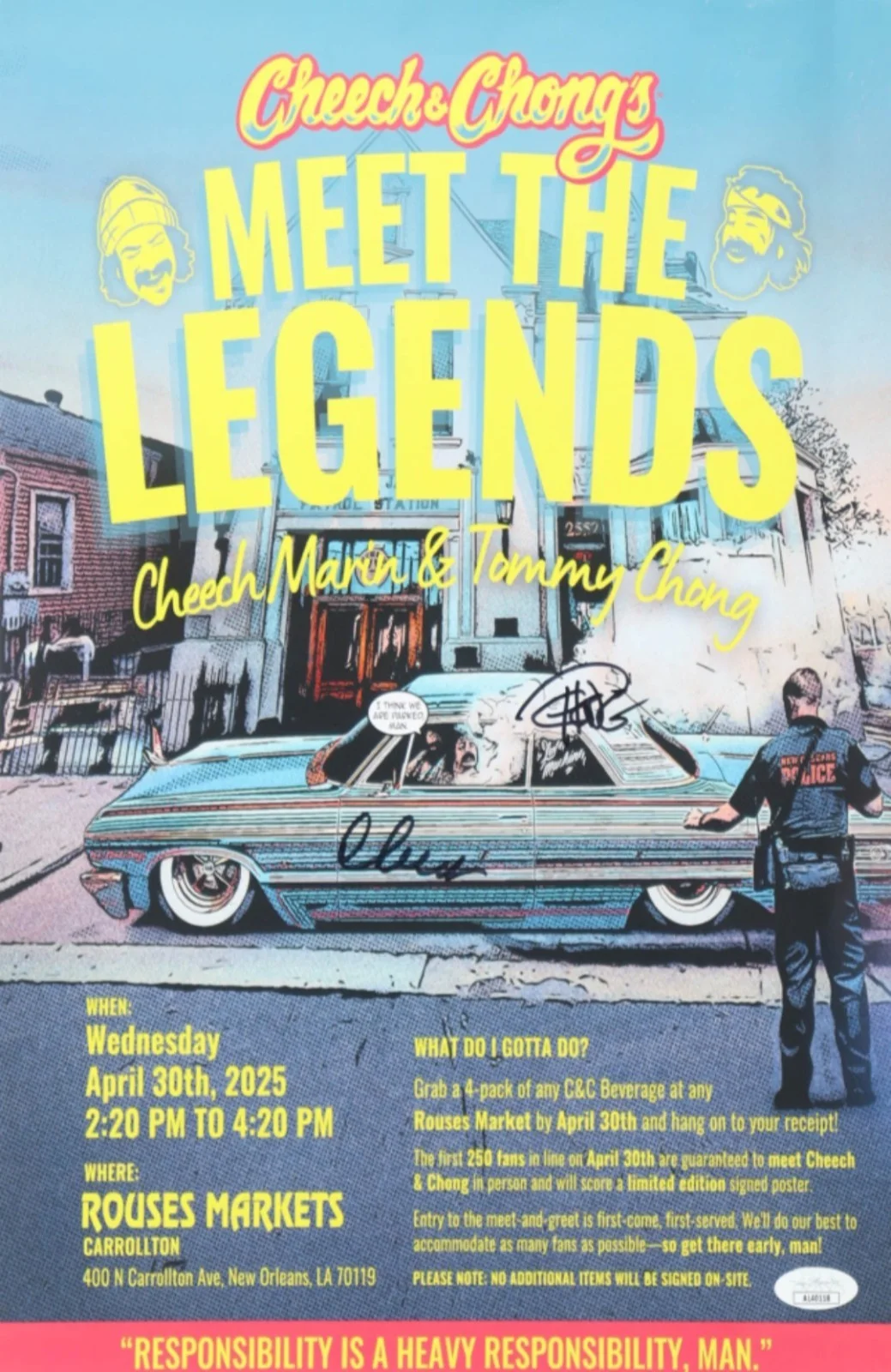 Cheech & Chong — Cheech And Chong Autographed Signed 11X17 Photo Meet The Legends JSA COA auto