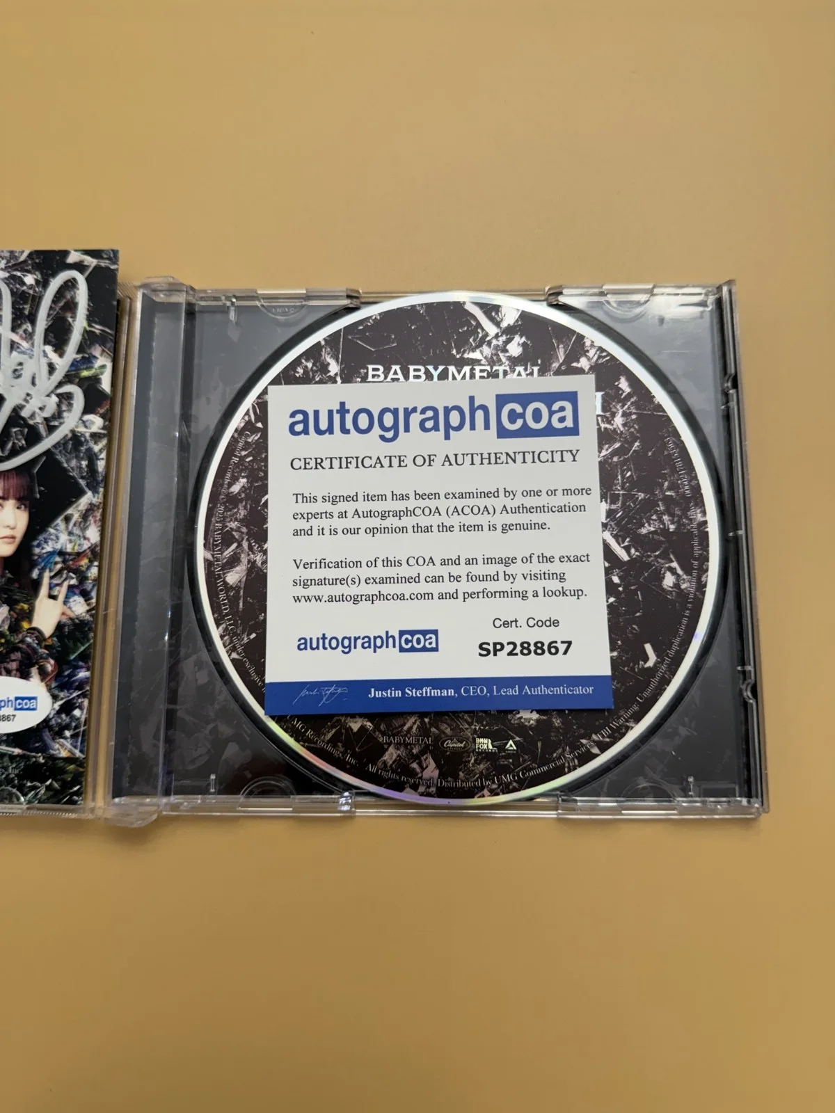 BABYMETAL SIGNED Metal Forth CD ACOA Photo Card SP28867, image 3