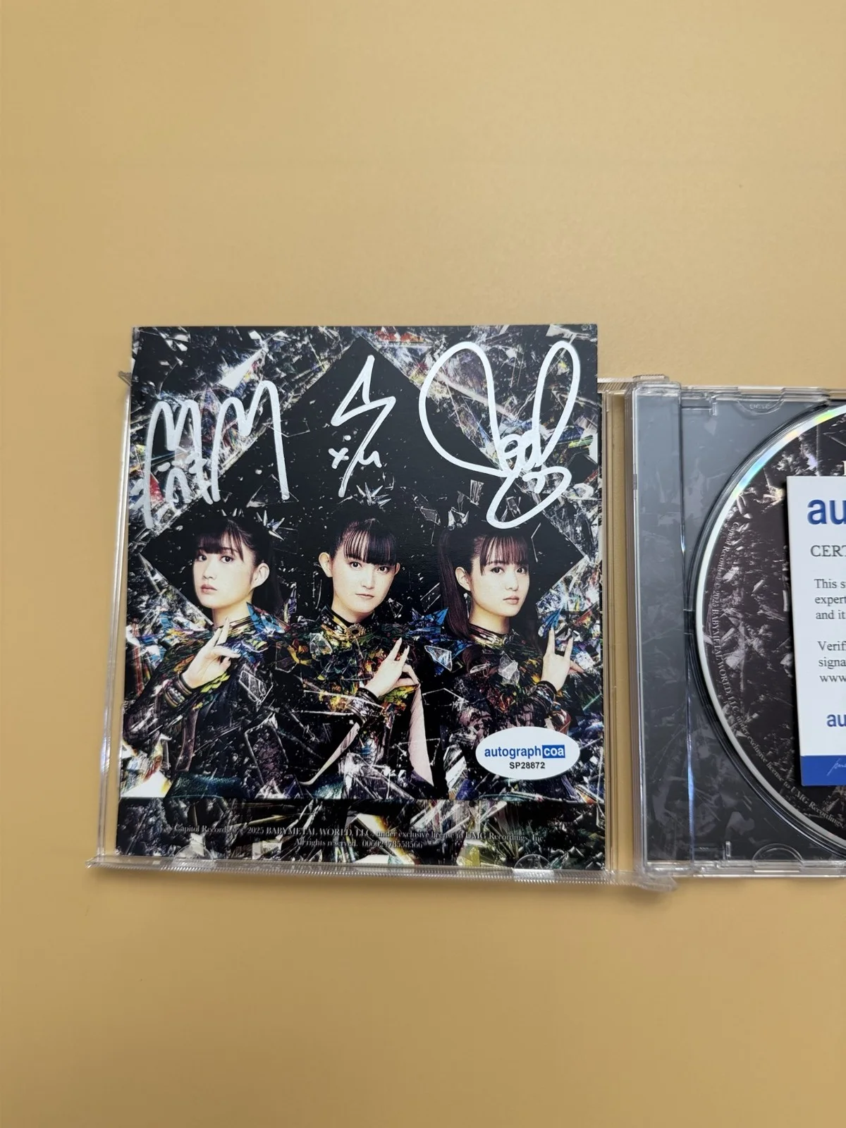 BABYMETAL Metal Forth SIGNED CD Autograph ACOA Photo Card SP28872, image 2