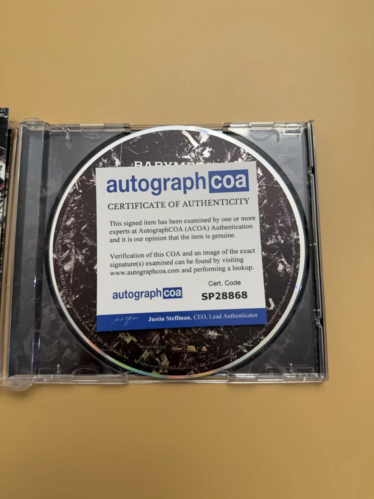 BABYMETAL Metal Forth CD SIGNED Autograph with ACOA Photo Card SP28868, изображение 3