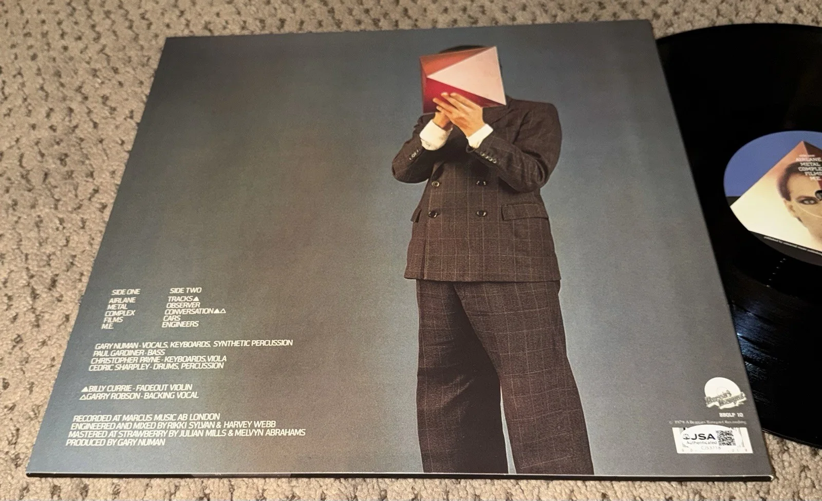 GARY NUMAN SIGNED ALBUM JSA AUTOGRAPH CARS BERSERKER THE PLEASURE PRINCIPLE, изображение 2