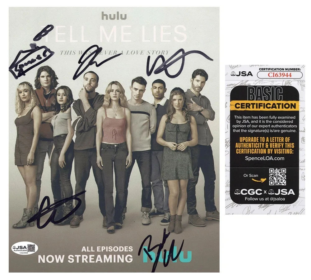 Jackson White, Catherine Missal, Spencer House, Meaghan Oppenheimer — "TELL ME LIES" 5 Cast signed 8x10 Photo b EXACT PROOF Jackson White JSA COA Rare, image 5