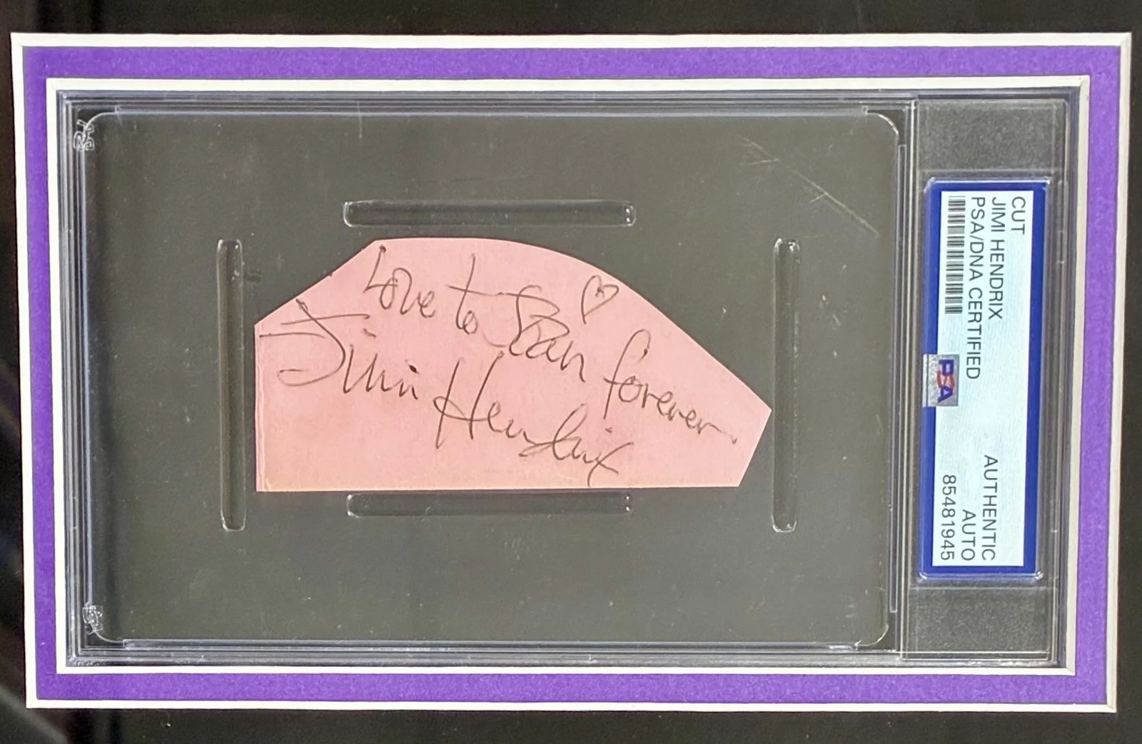 JIMI HENDRIX AUTOGRAPHED FRAMED CUT PSA 85481945, image 2