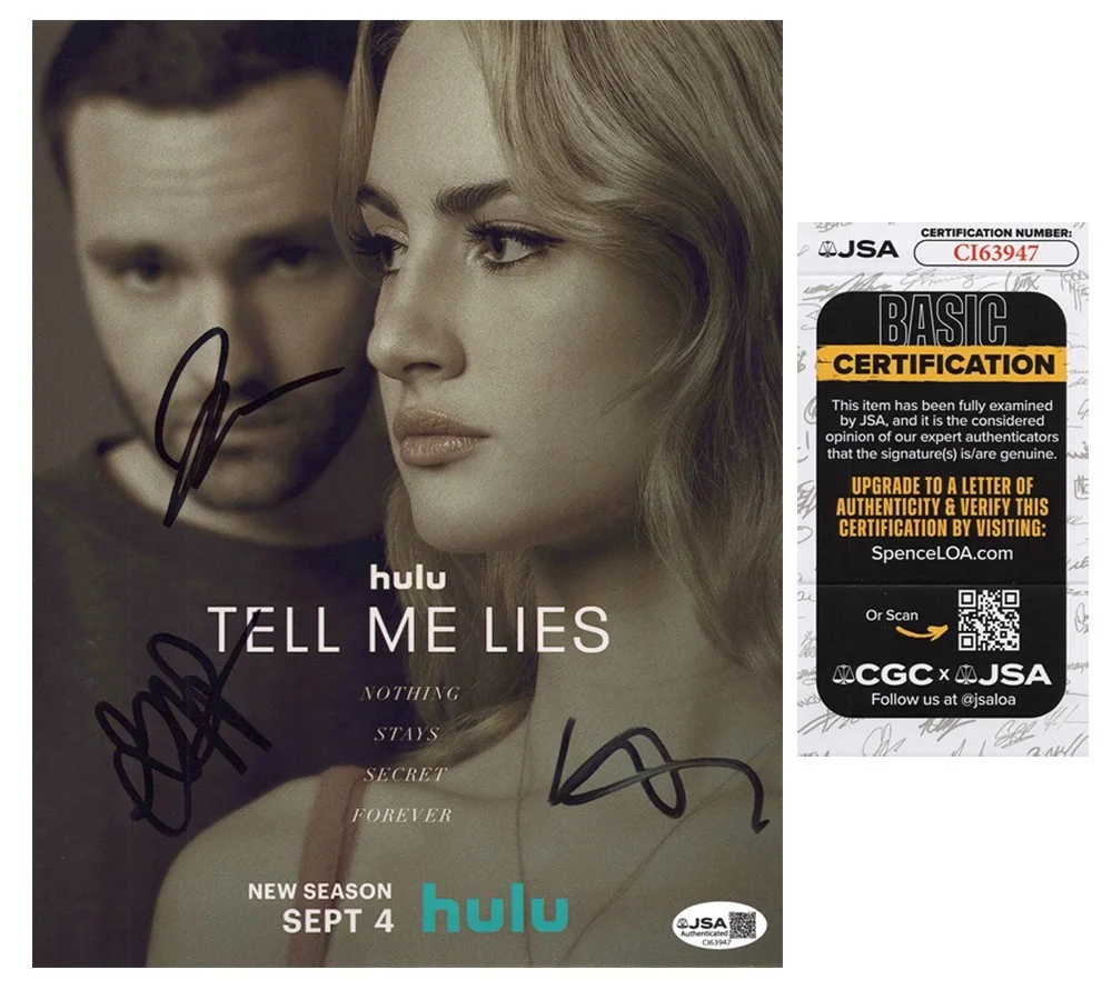 Grace Van Patten, Jackson White, Meaghan Oppenheimer — Grace Van Patten, Jackson White +1 signed "TELL ME LIES" 8x10 Photo c JSA COA, image 5