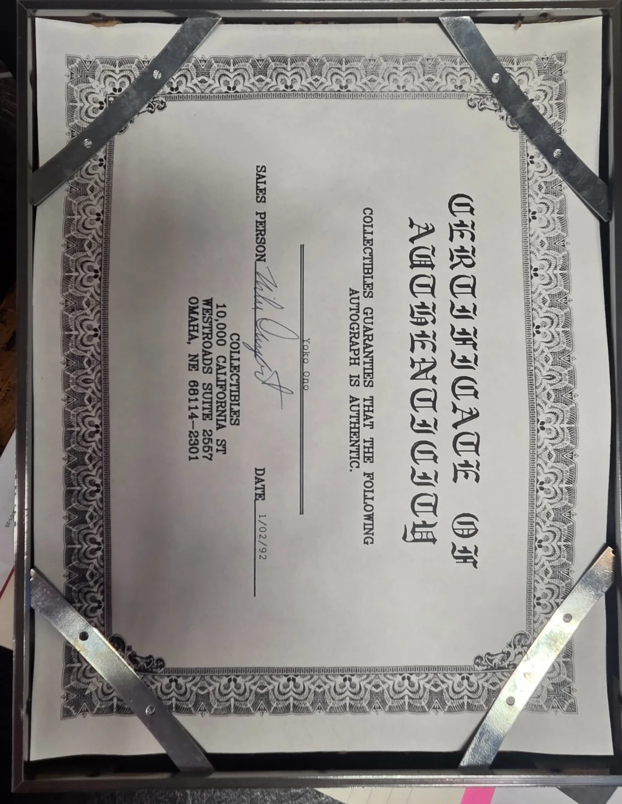 Yoko Ono Signed and Certified Photo, image 2