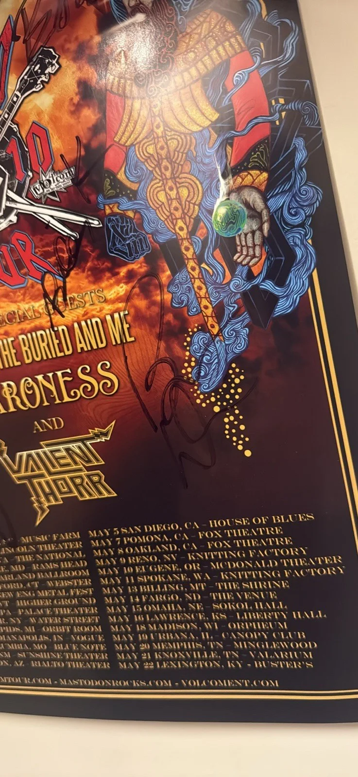 FULL BAND AUTOGRAPHED Mastodon 2010 Tour Poster 16x20, image 3