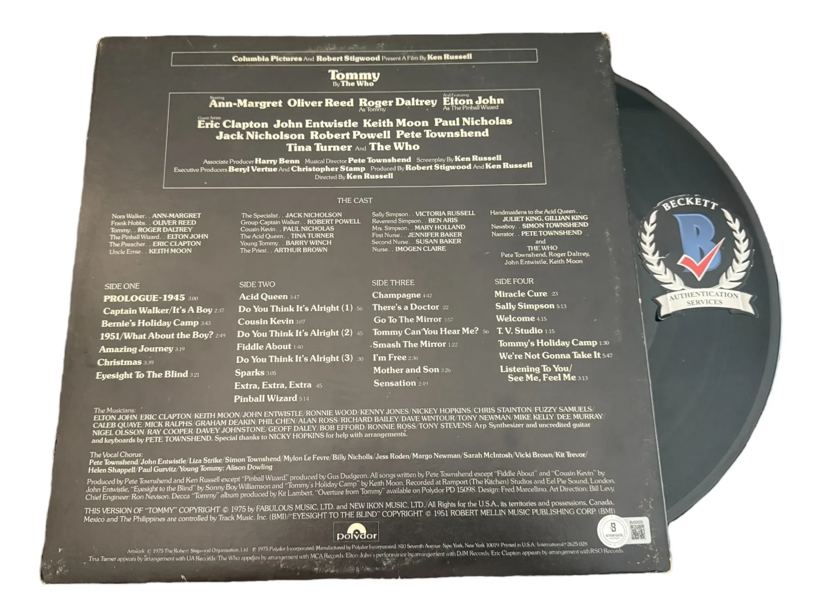 PETE TOWNSHEND SIGNED AUTOGRAPH THE WHO TOMMY SOUNDTRACK VINYL BAS BECKETT, image 2