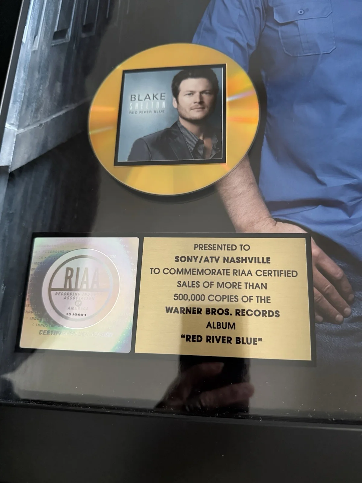 Blake Shelton Framed RIAA Award For ‘Red River Blue’ - A Rare Find!, image 3