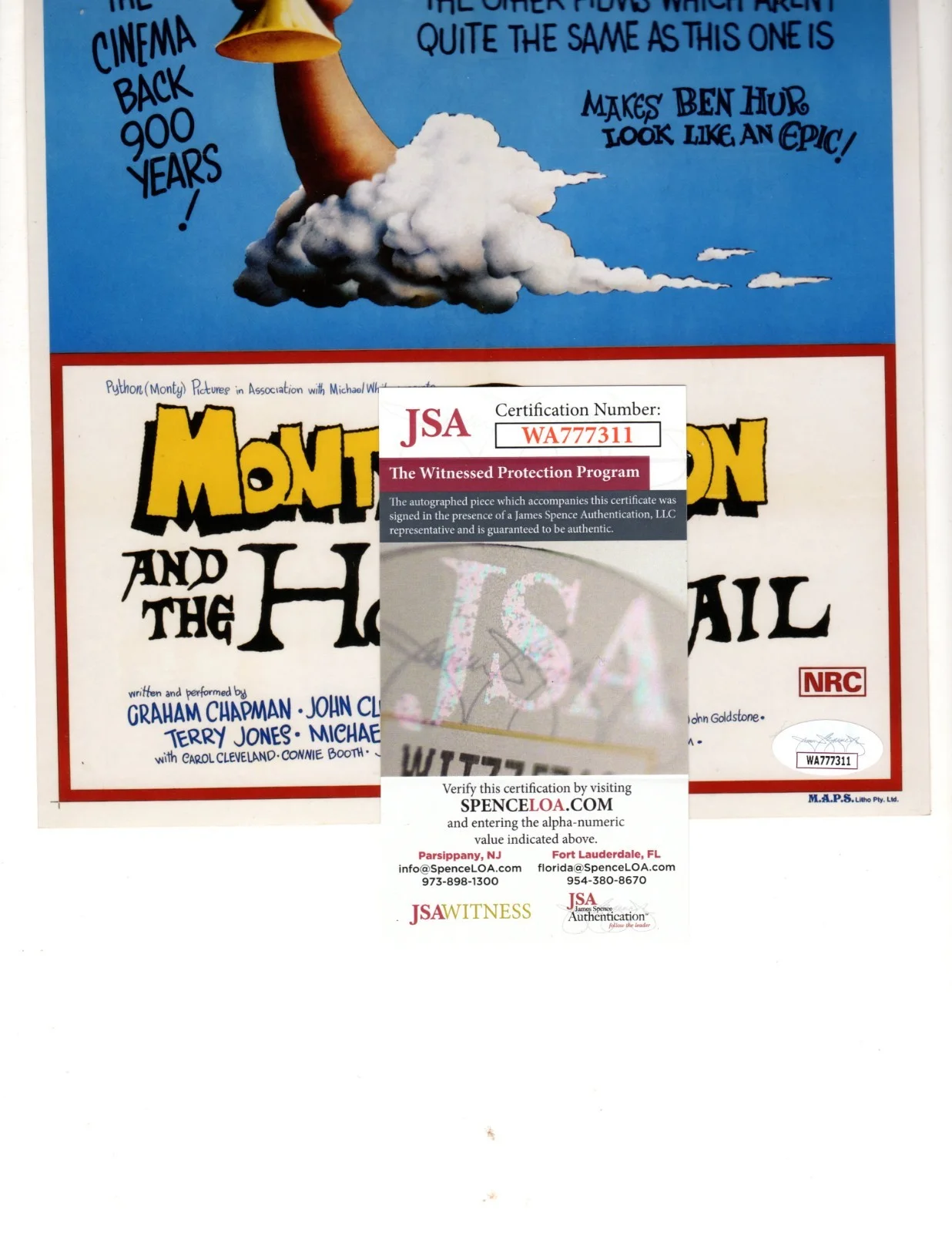 Monty Python and the Holy Grail signed Jon Cleese 8x12 JSA COA, image 2