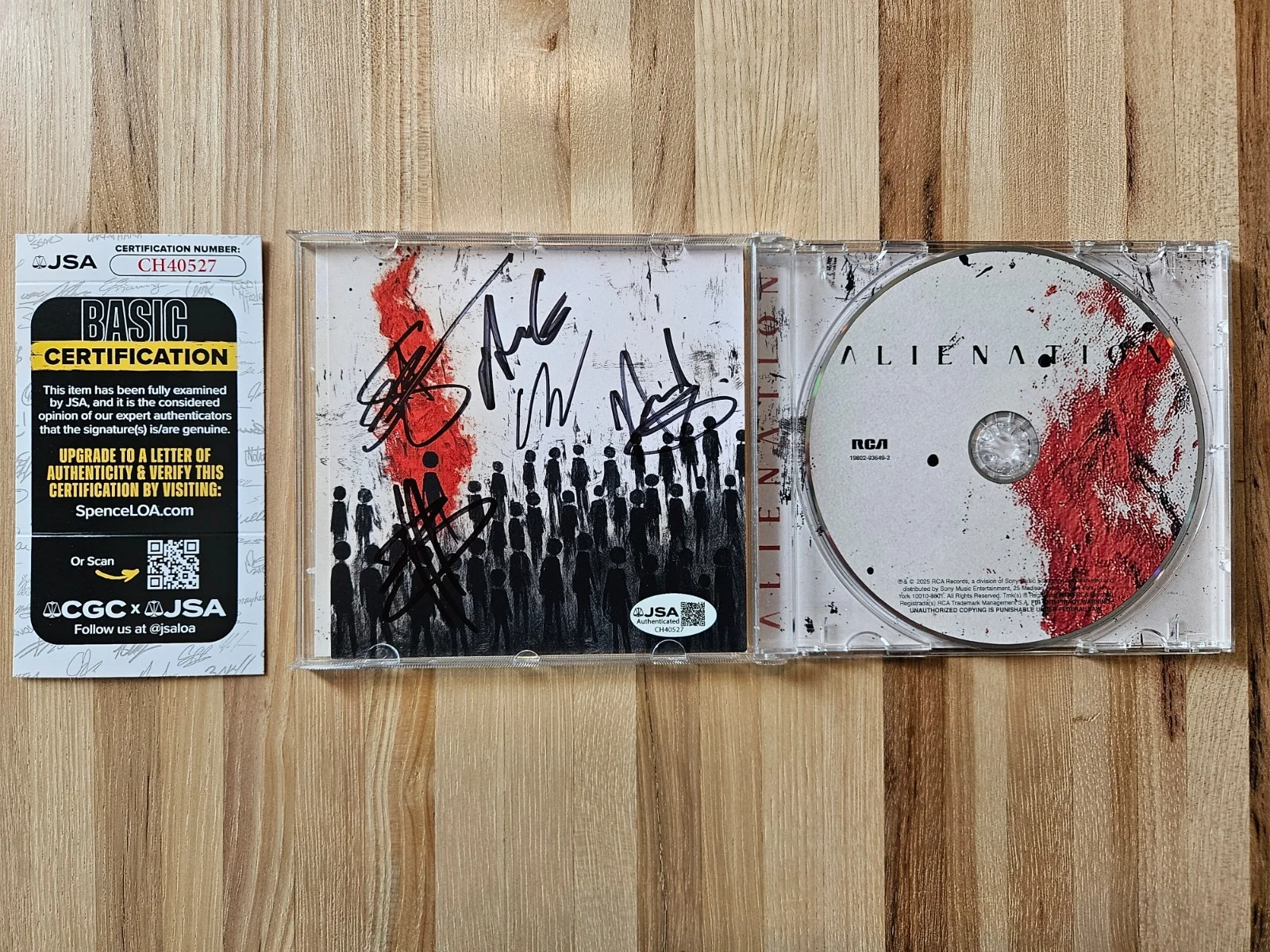 Three Days Grace 3DG SIGNED Alienation CD AUTOGRAPHED + JSA CERTIFIED, image 3