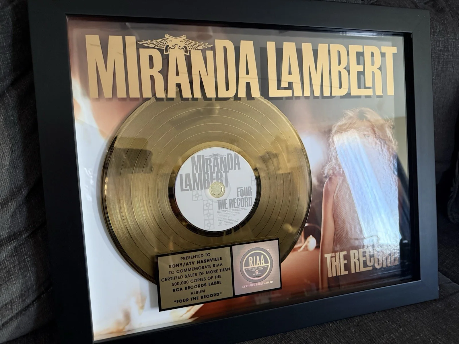 Miranda Lambert Framed RIAA Award For ‘Four The Record’ - RARE FIND!, image 2