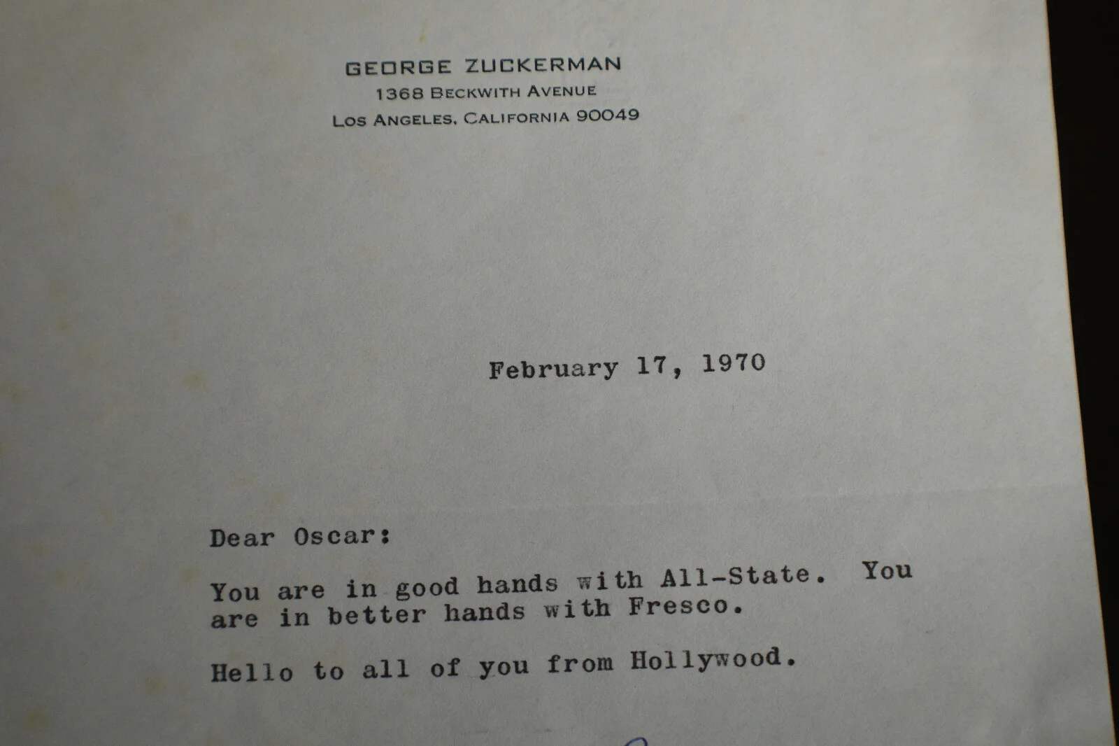 1970 *SIGNED* George Zuckerman *Screenwriter & Novelist*, image 3