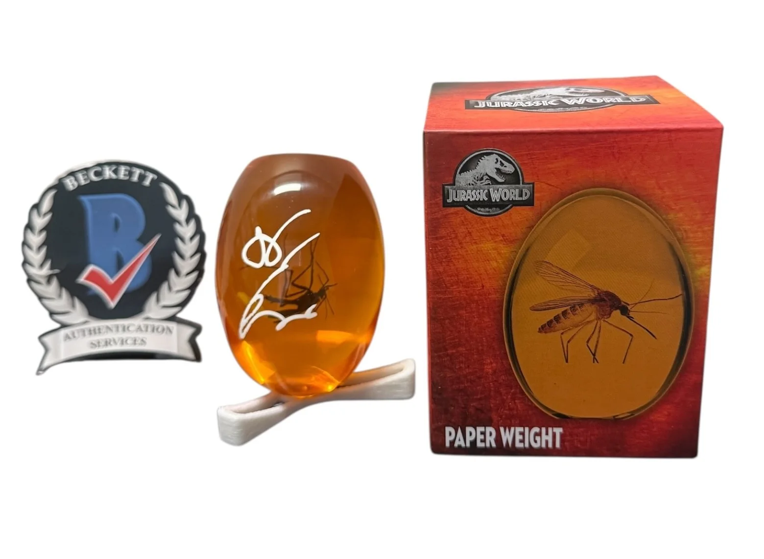 Jeff Goldblum — Jeff Goldblum Signed Autogragh Jurassic World Jurassic Mosquito Paper Weight BAS, image 3