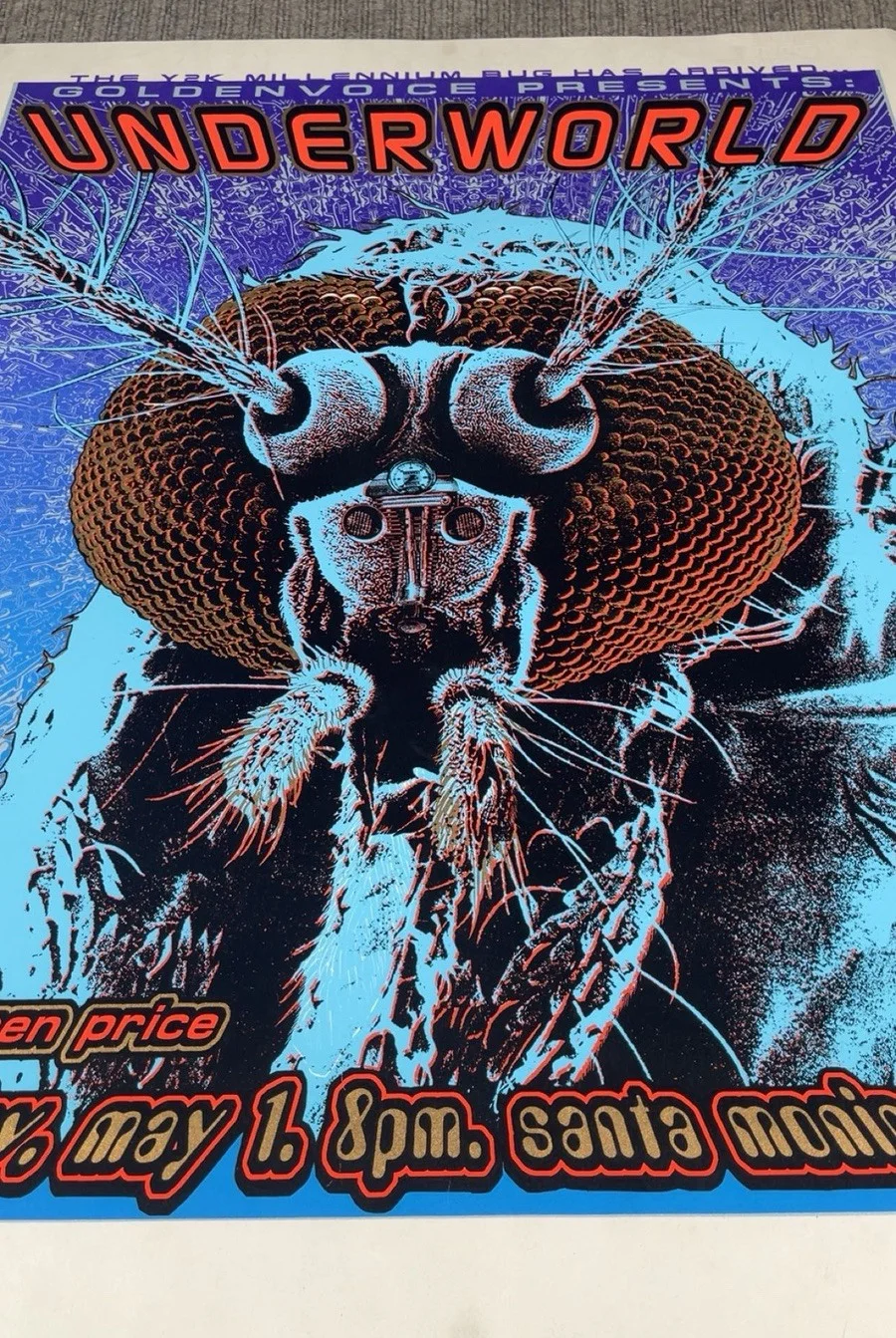 🔥1999 UNDERWORLD SANTA MONICA +dj price CONCERT POSTER 27.5x22.5" emek, изображение 2
