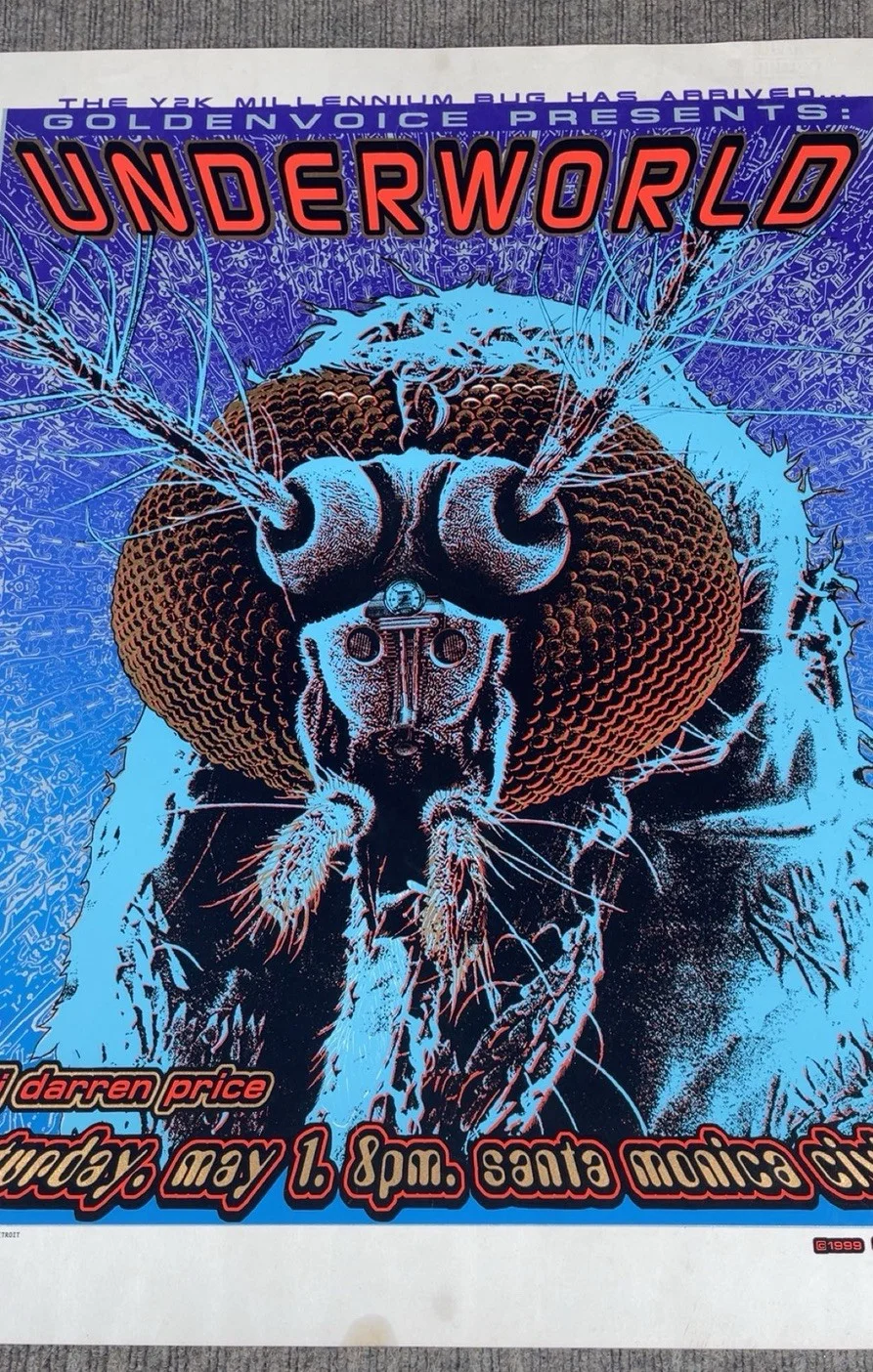 🔥1999 UNDERWORLD SANTA MONICA +dj price CONCERT POSTER 27.5x22.5" emek, изображение 3