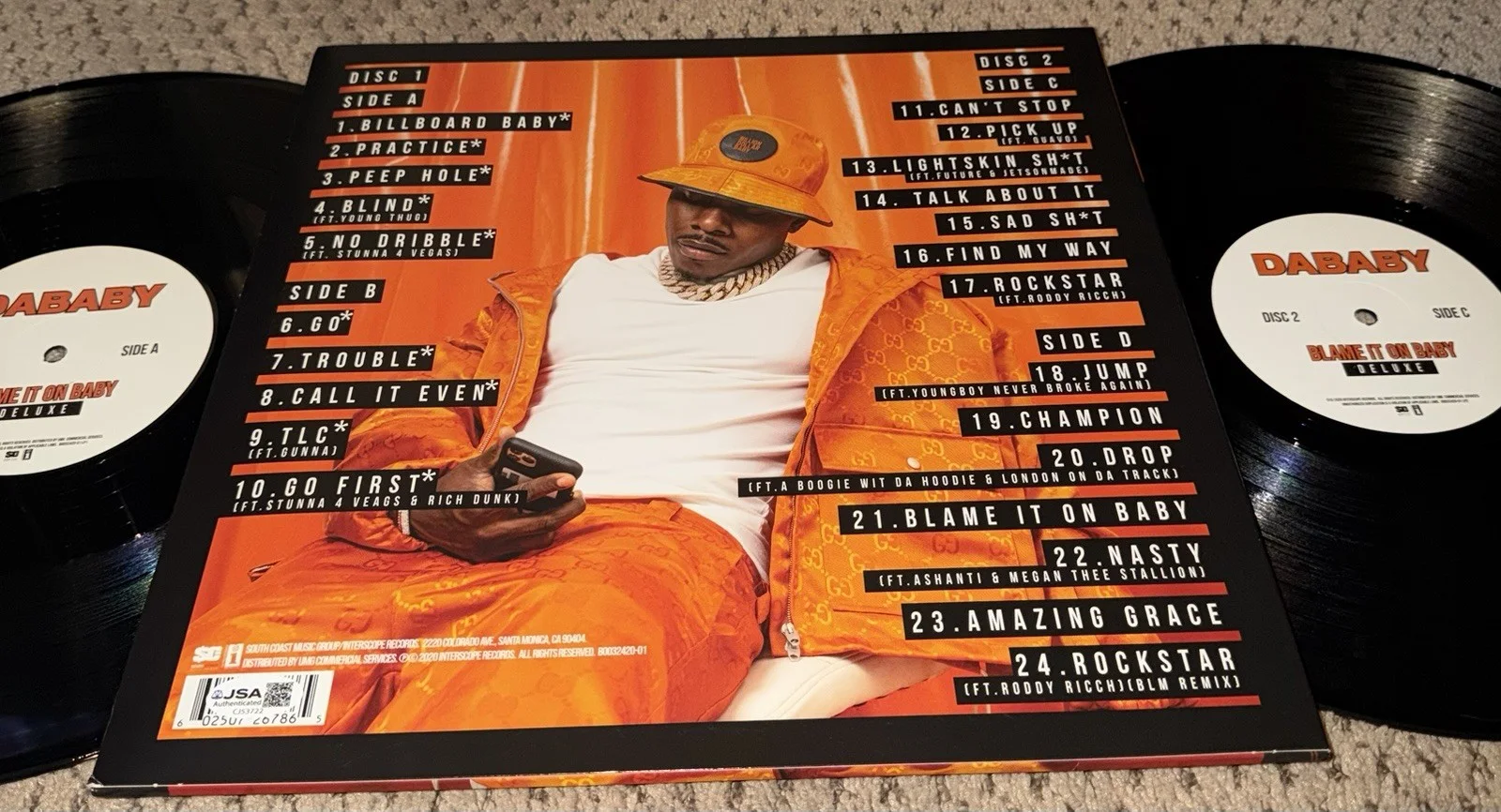 DA BABY SIGNED ALBUM JSA AUTOGRAPH RECORD RAP HIP HOP BLAME IT ON VINYL, image 2