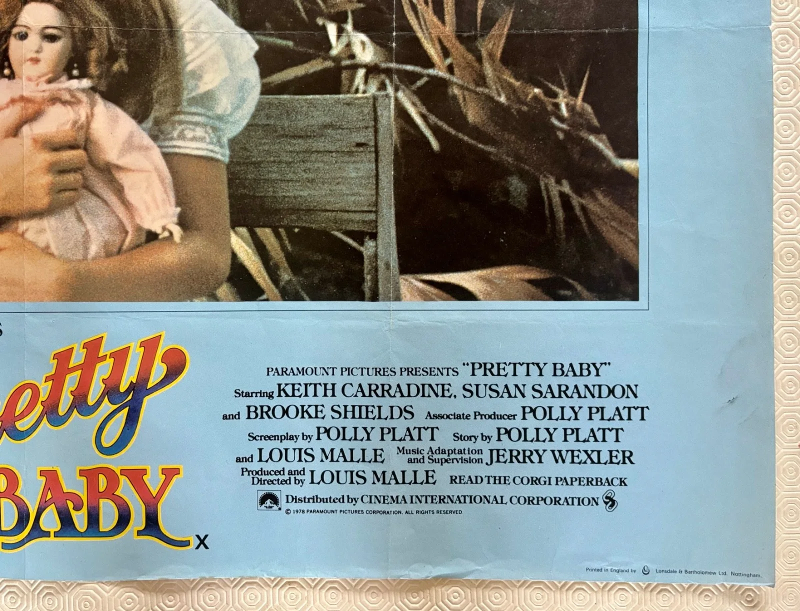 Pretty Baby Original 1978 Quad Poster Brooke Shield Keith Carradine, изображение 3