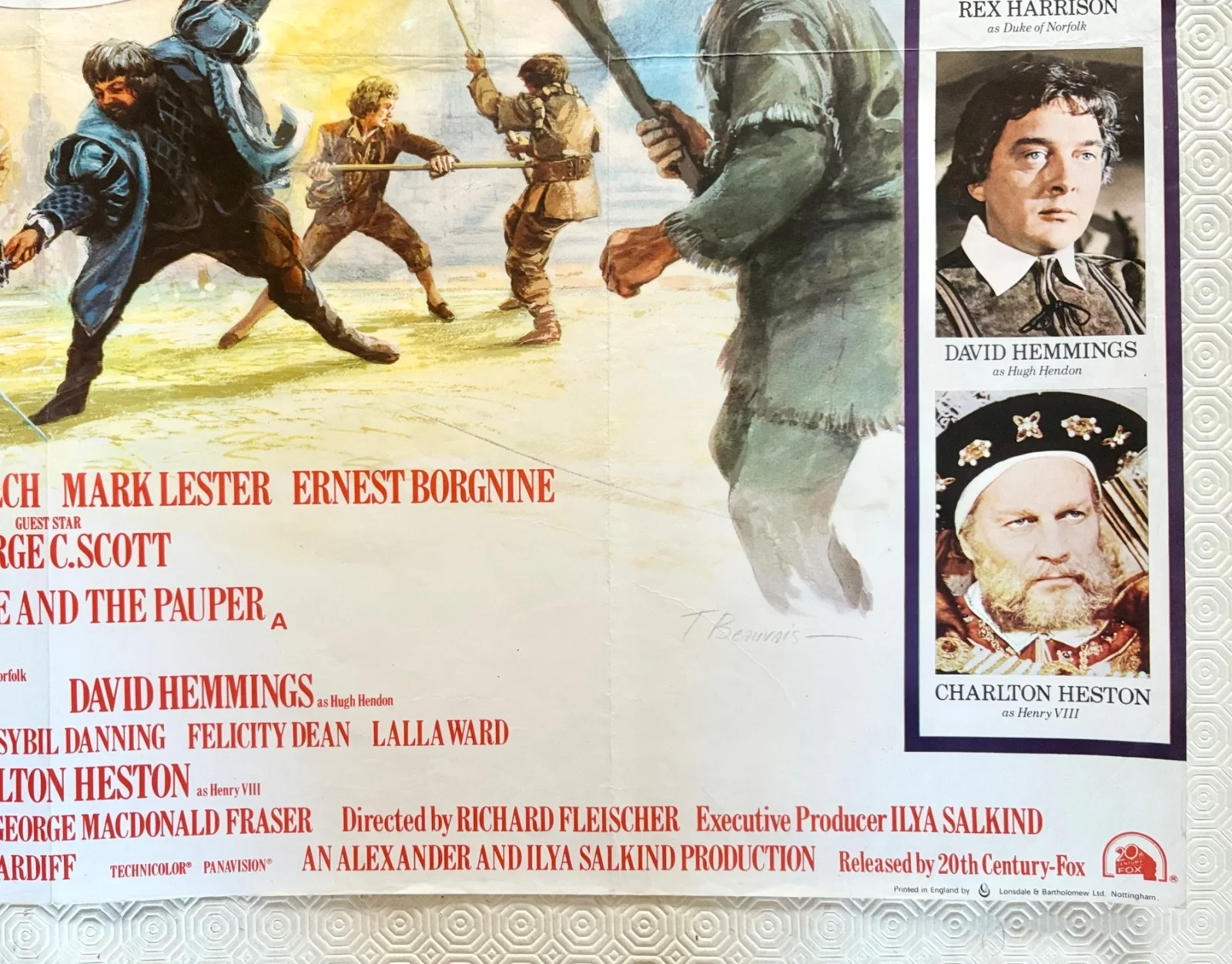 The Prince and The Pauper Original 1977 Quad Poster Oliver Reed Tom Beauvais art, изображение 3
