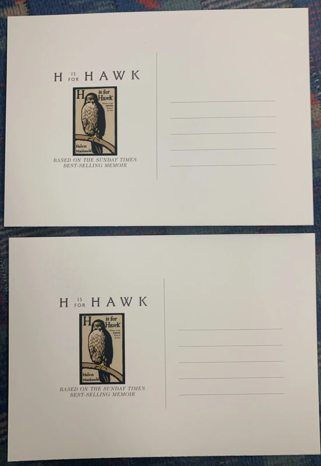 H is for Hawk promotional postcard’s, image 2