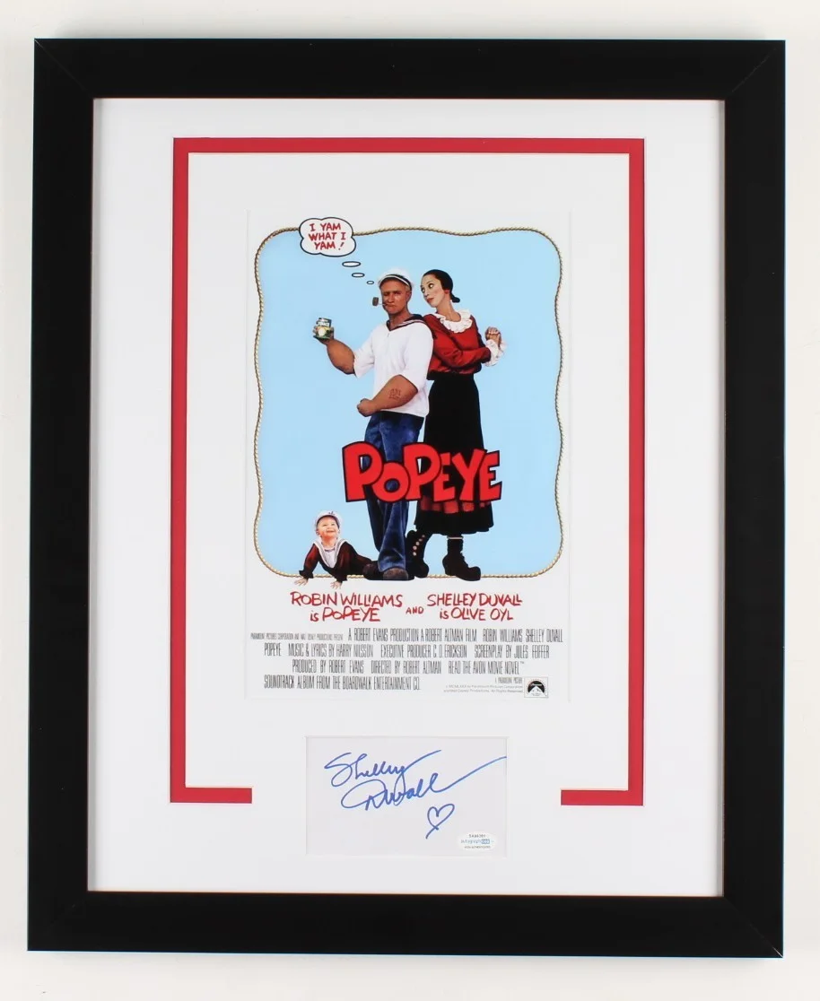 Shelley Duvall — Shelley Duvall Signed 18.5x22.5 Custom Framed Cut Display W/ ACOA Popeye Olive