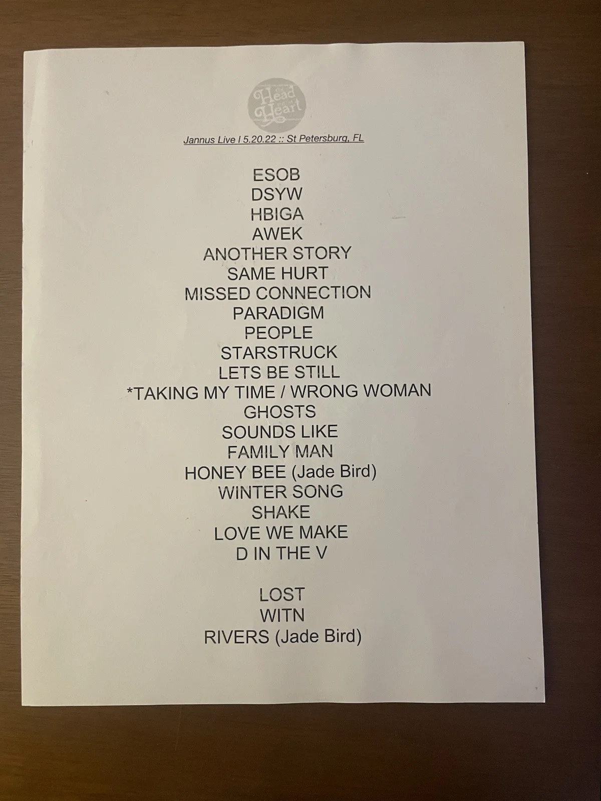 The head And the Heart set list and Lyrics Jannuslive Florida, изображение 2