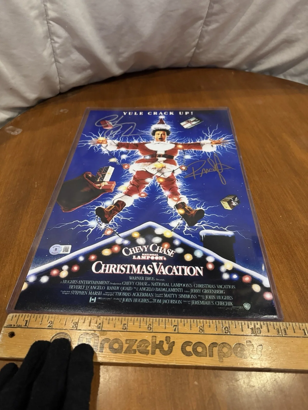 Christmas Vacation Poster 11x17 Signed Chevy Chase + Randy Quaid Beckett Cert, image 5