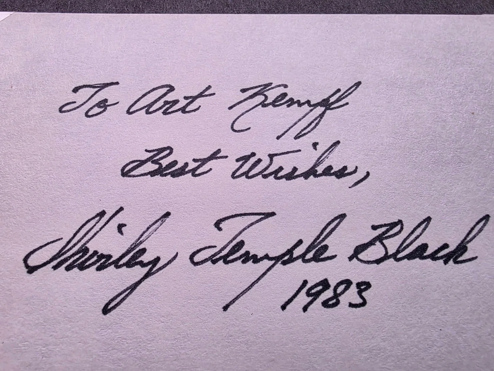 Shirley Temple — Shirley Temple Signed 3” x 5” Card Personalized with Envelope (Signature Not Aut, изображение 2
