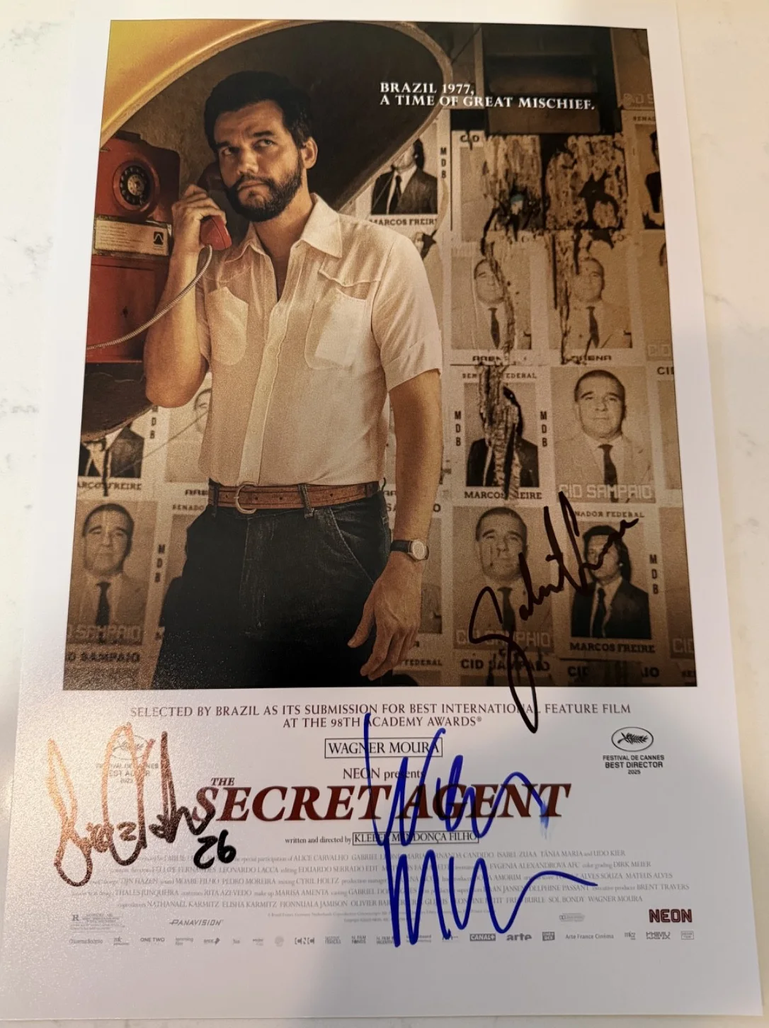Gabriel Leone — The Secret Agent SIGNED AUTOGRAPH 11x17 PHOTO POSTER Wagner Moura Gabriel Leone