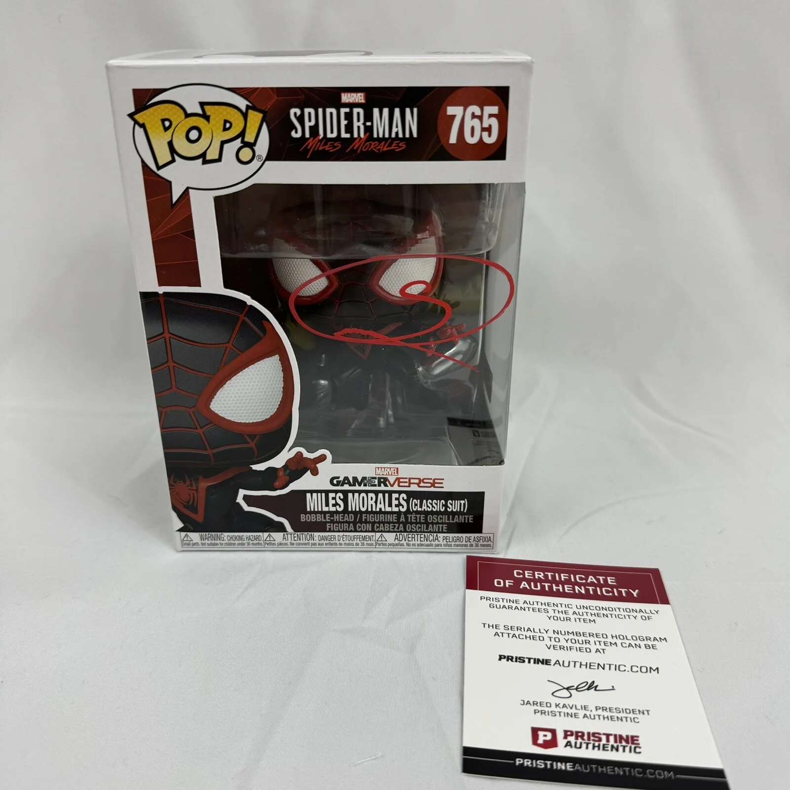Shamiek Moore — Shamiek Moore Signed Spider-Man Miles Morales Funko Pop #765 AUTO Pristine COA, изображение 2