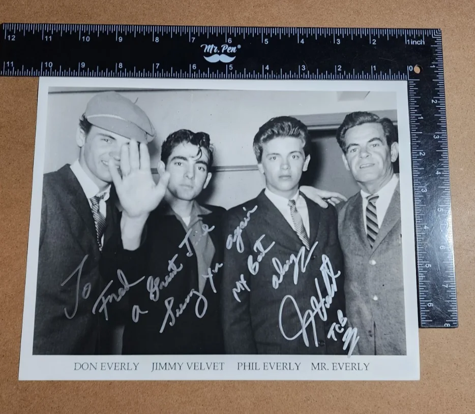 Vtg Photo of JIMMY VELVET & The EVERLY BROTHERS Autographed / SIGNED by Velvet, изображение 2