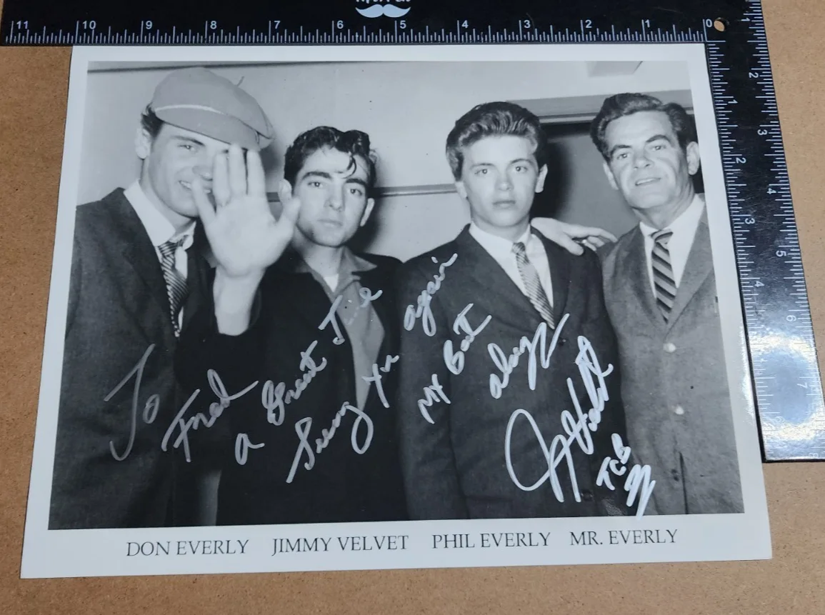 Vtg Photo of JIMMY VELVET & The EVERLY BROTHERS Autographed / SIGNED by Velvet, изображение 3