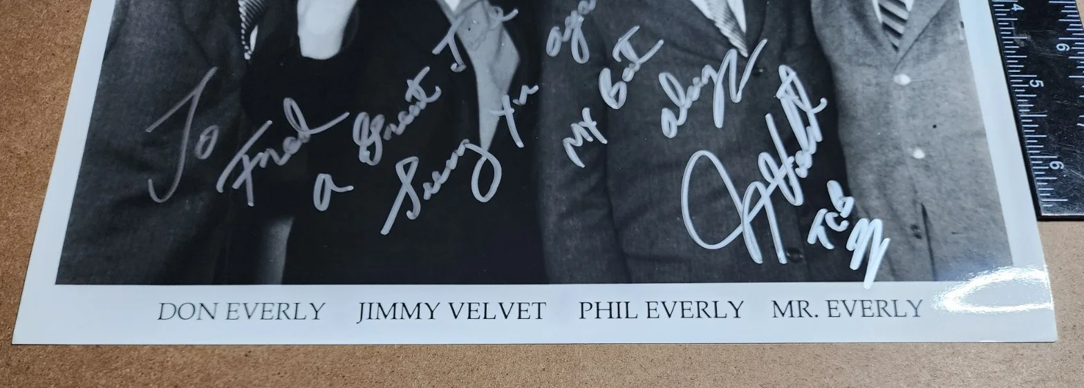 Vtg Photo of JIMMY VELVET & The EVERLY BROTHERS Autographed / SIGNED by Velvet, изображение 5