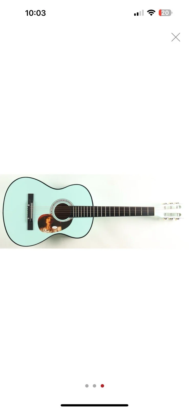 Ariana Grande Signed Autographed Custom Acoustic Guitar JSA COA Teal, image 2