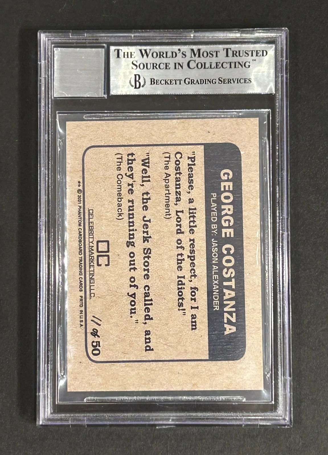 Jason Alexander — Jason Alexander Signed Custom Seinfeld Trading Card 11 of ONLY 50 Beckett Slab 9, изображение 2