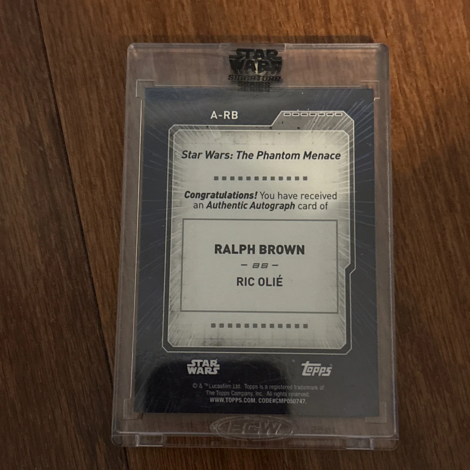 RALPH BROWN AS RIC OLIÉ STAR WARS TOPPS SIGNED GENUINE AUTOGRAPHED CARD, изображение 2