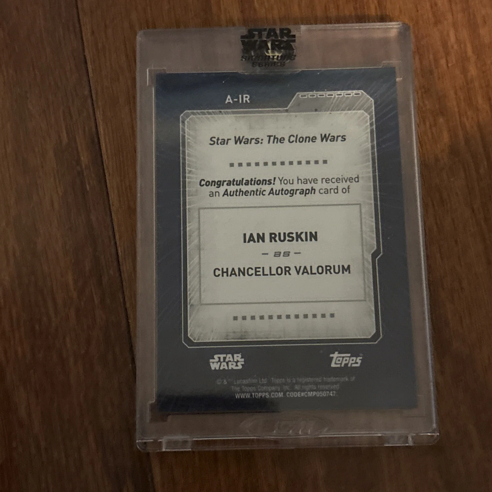 IAN RUSKIN AS CHANCELLOR VALORUM STAR WARS TOPPS SIGNED GENUINE AUTOGRAPHED CARD, image 2