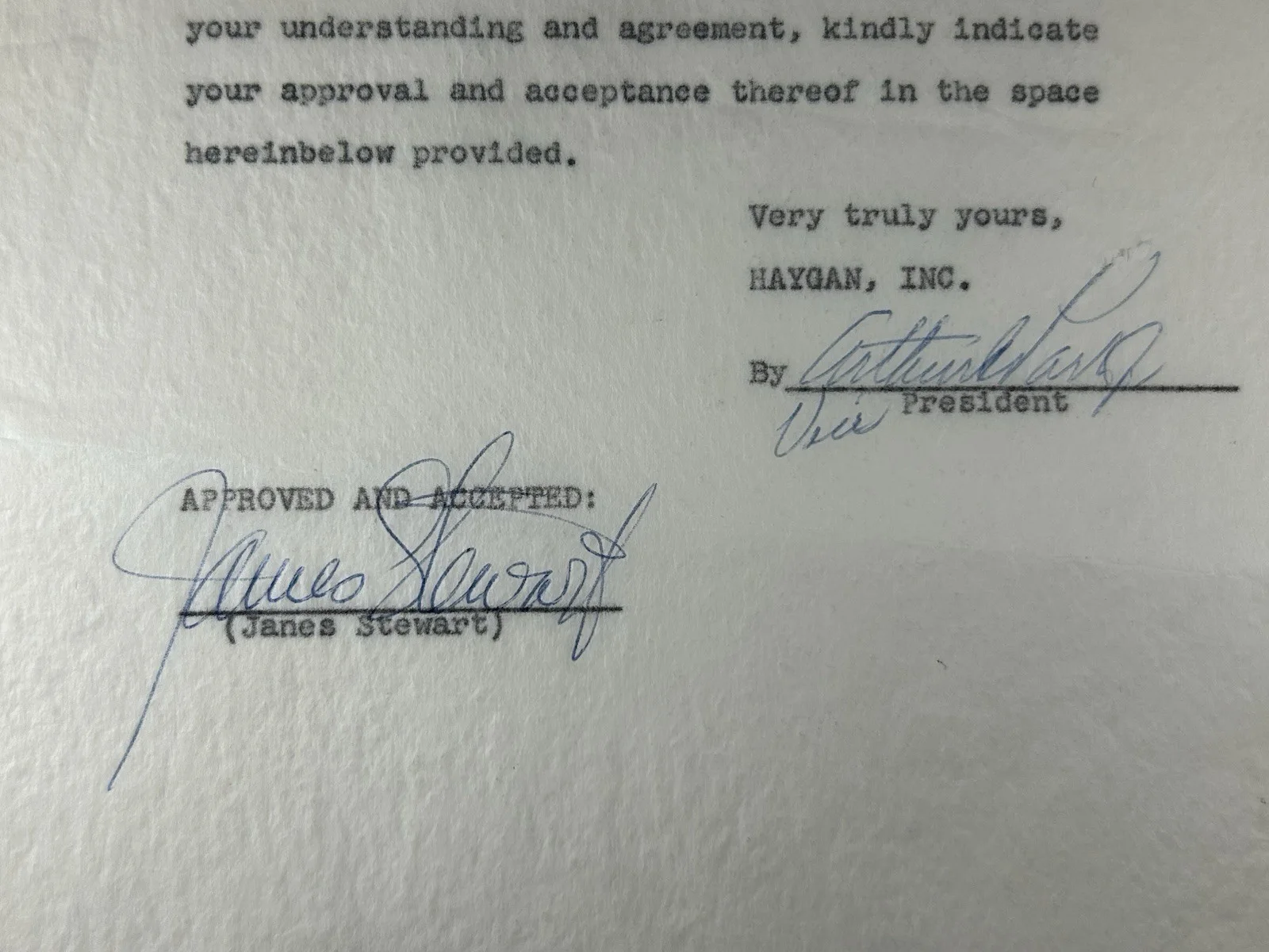 Jimmy Stewart — Jimmy Stewart's Official Signed Contract for Alfred Hitchcock's Rear Window BAS, image 4