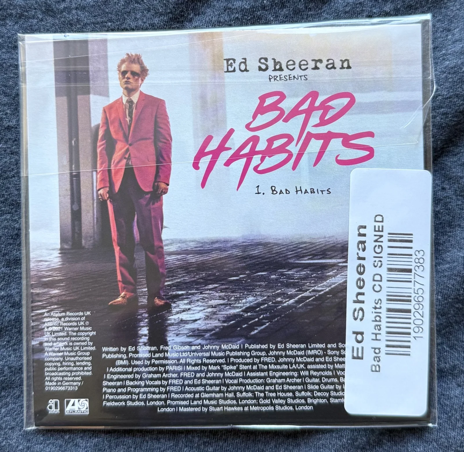 Ed Sheeran Bad Habits Signed CD Single *Autographed* *BRAND NEW* *SEALED* *RARE*, image 2