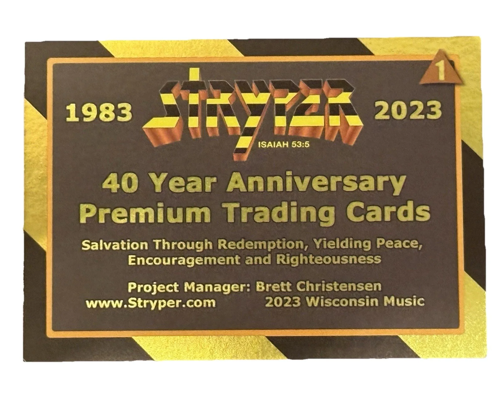 Stryper “Robert Sweet” autographed 40Th Year Anniversary Premium Card #1, изображение 2